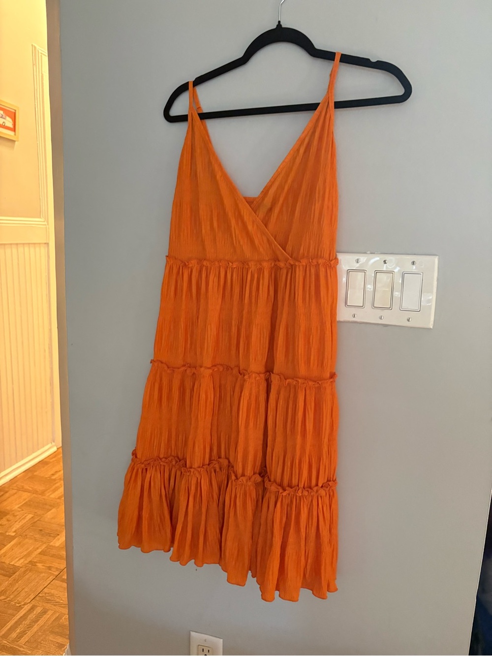 ASOS Orange Tiered Sleeveless Sundress casual wedding guest dress - Picture 2 of 3